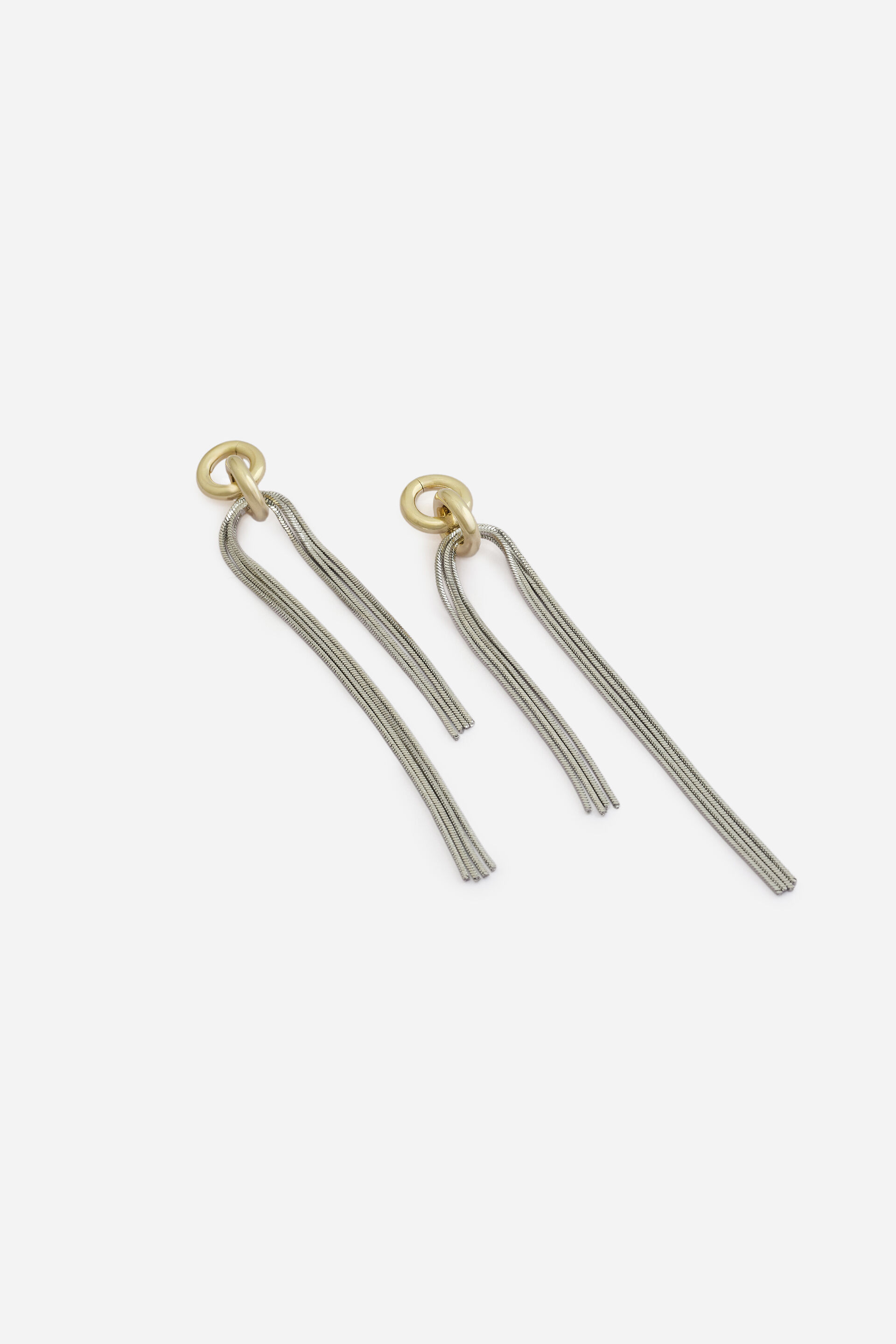 Dual Tone Tassel Earrings, , image 2